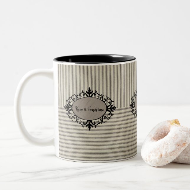Taza Bicolor Mug Manténgalo Guapo (Con donut)