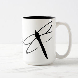 Taza Bicolor Mug Monogramada De Dragonfly Blanco Y Negro