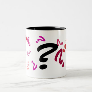 Taza Bicolor Mug - Múltiples Marcas De Preguntas Rojas