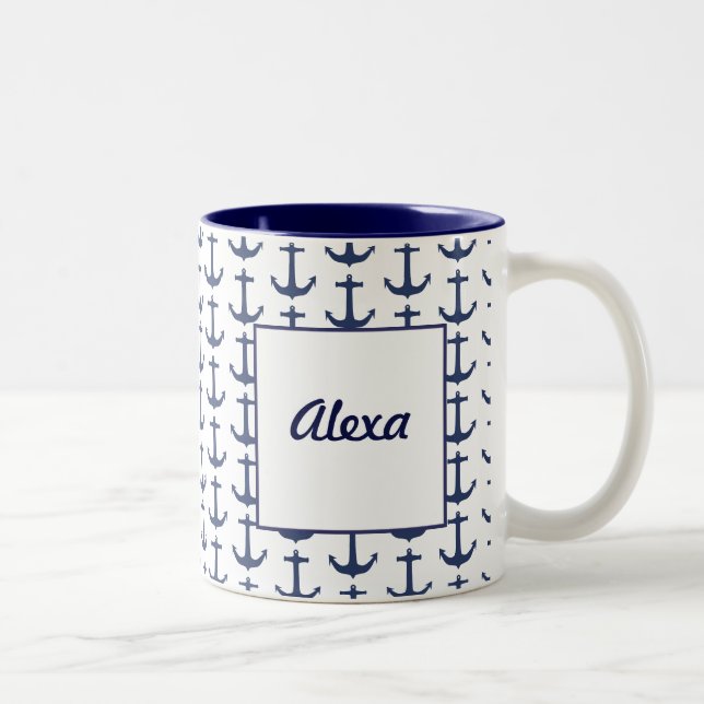 Taza Bicolor Mug Nautical Theme Personalizada (Derecha)