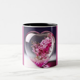 Taza Bicolor Mug of Affection: Floral Heart Design para café y