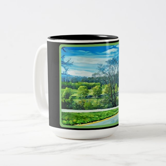 Taza Bicolor Mug paisajístico cubierto de árbol (Anverso izquierdo)