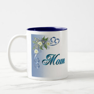 Taza Bicolor Mug para MOM Esquina floral azul