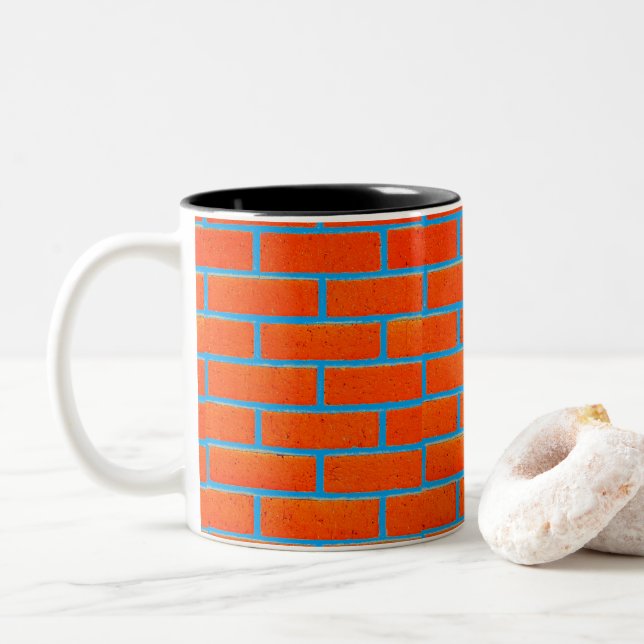 Taza Bicolor Mug. pared de ladrillo (Con donut)
