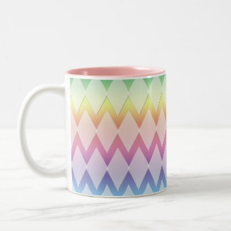 Taza Bicolor Mug - Patrón de diamantes en colores arcoiris