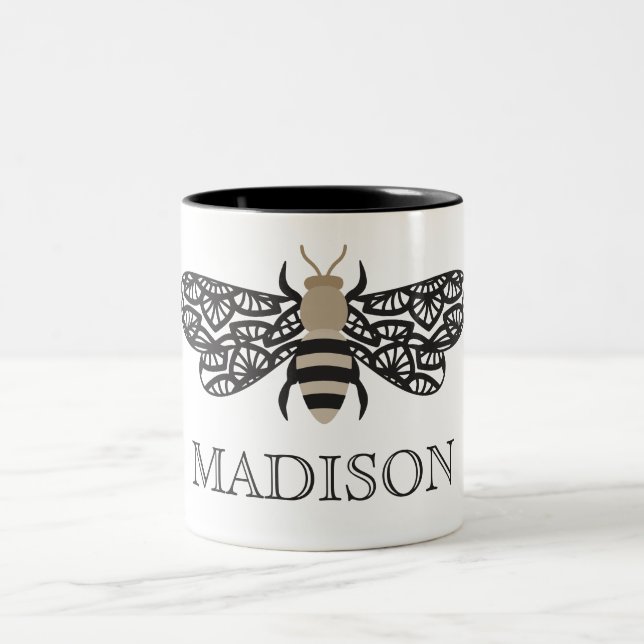 Taza Bicolor Mug. personalizada de abejas de lactación (Centro)