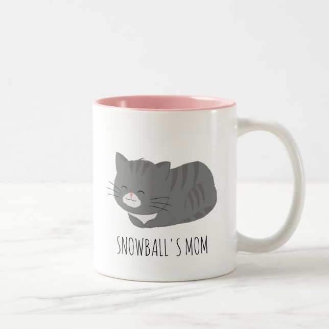 Taza Bicolor Mug personalizada de gato gris lindo (Derecha)