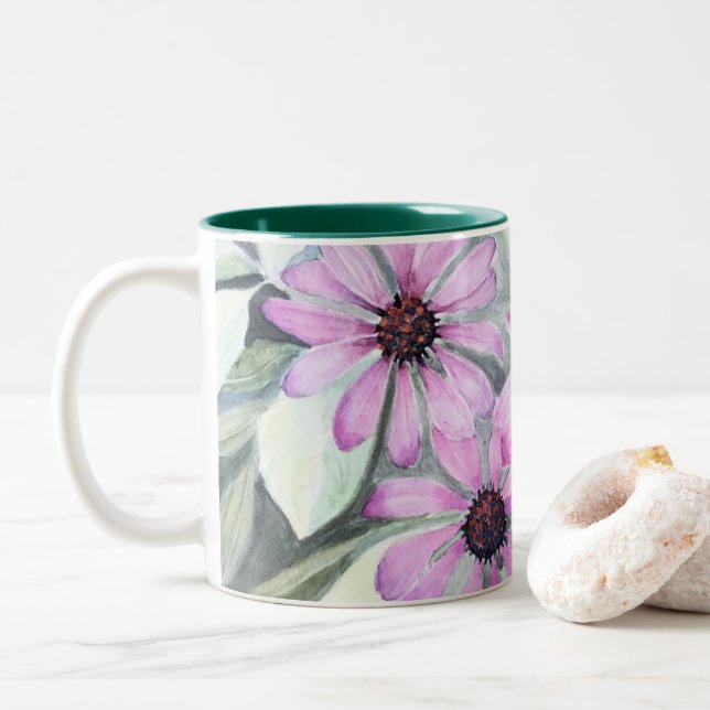 Taza Bicolor Mug Purple Coneflowers (Con donut)