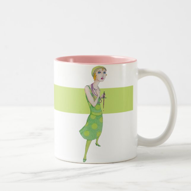 Taza Bicolor Mug rayado rosado ingénico (Derecha)