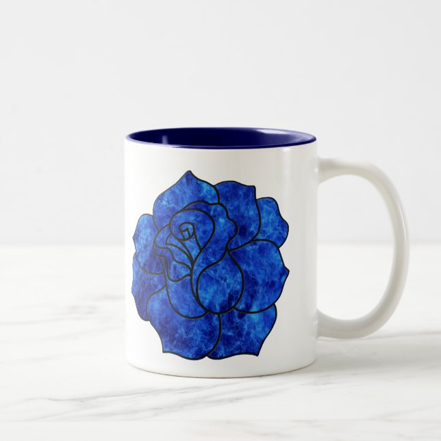 Taza Bicolor Mug Rosa de fuego azul (Derecha)