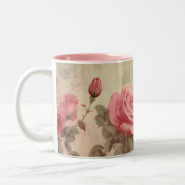 Taza Bicolor Mug rosa rosa vintage