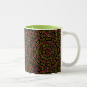 Taza Bicolor MUG rosa y Kaleidoscopio negro negrita
