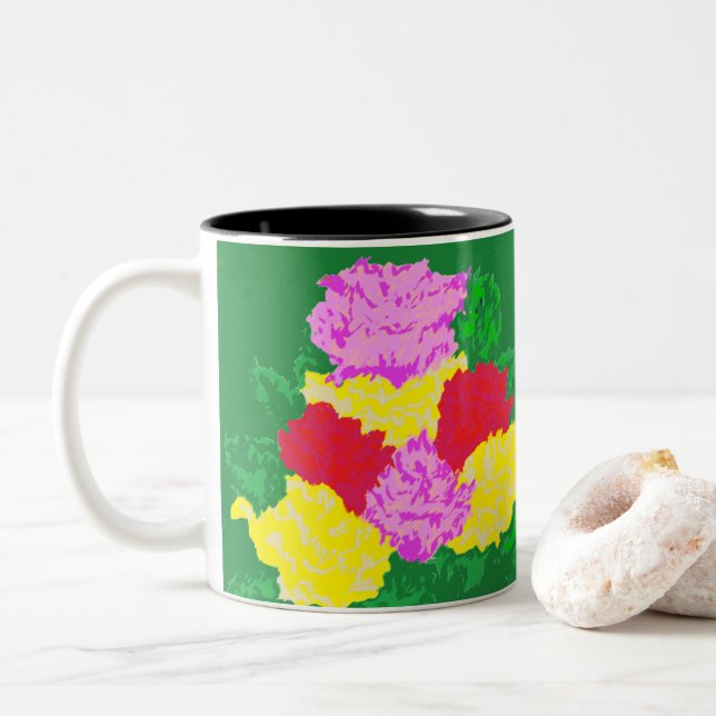 Taza Bicolor Mug - Rosas (Con donut)