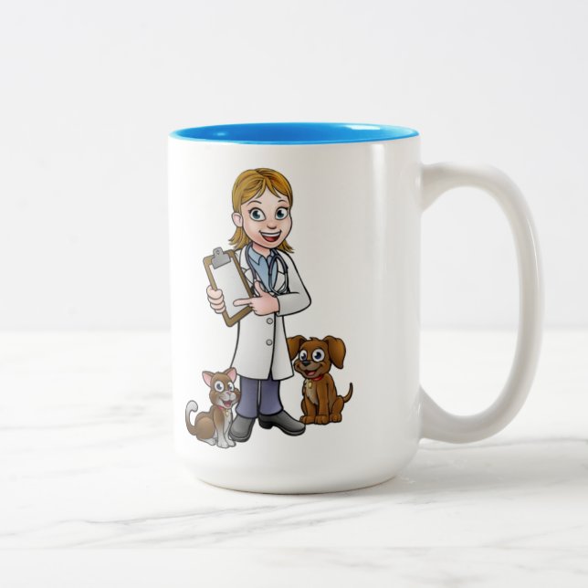 Taza Bicolor Mug Veterinaria Animada (Derecha)