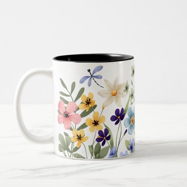 Taza Bicolor Mug Wrap, Sublimation Design Flowers (Izquierda)