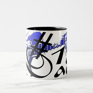 Taza Bicolor Mugre azul de guitarra de papá #1