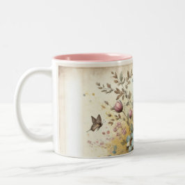 Taza Bicolor Mugre cerámica floral