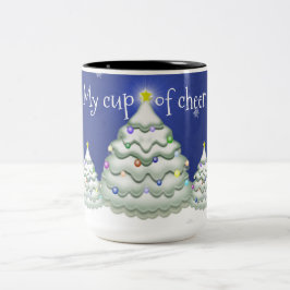 Taza Bicolor Mugre de árbol azul de Navidad