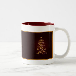 Taza Bicolor Mugre de árbol de navidad de campanas rojas