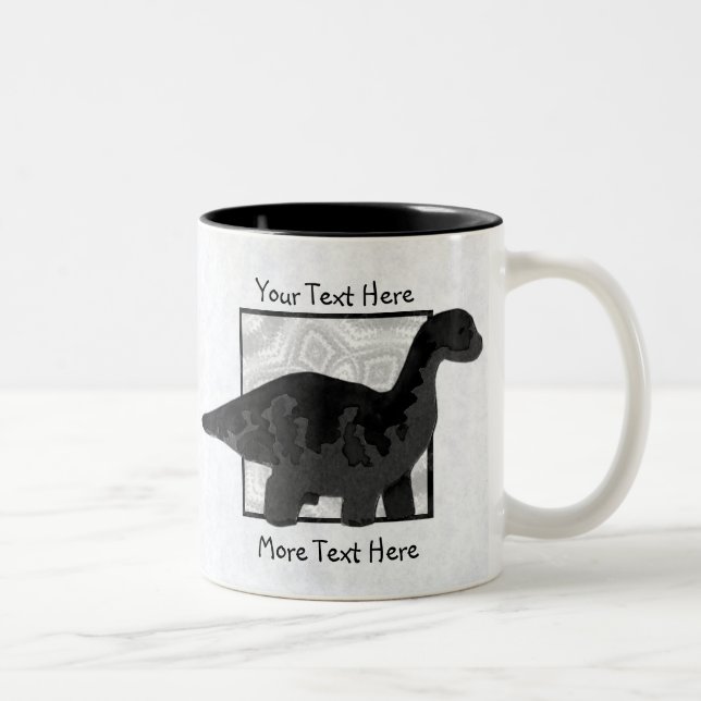 Taza Bicolor Mugre de dinosaurio negro (Derecha)