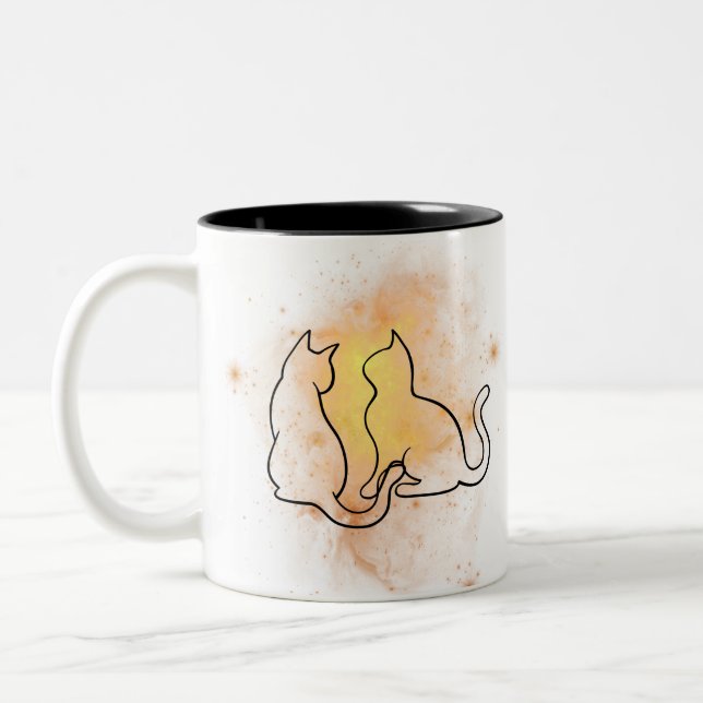 Taza Bicolor Mugre de gato acuarela (Izquierda)