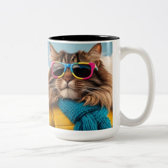 Taza Bicolor Mugre de gato animal (Derecha)