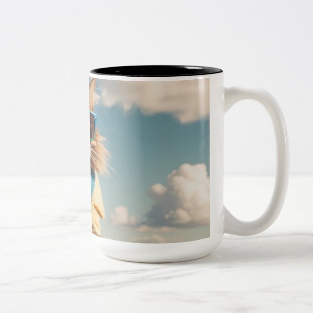 Taza Bicolor Mugre de gato animal (Derecha)