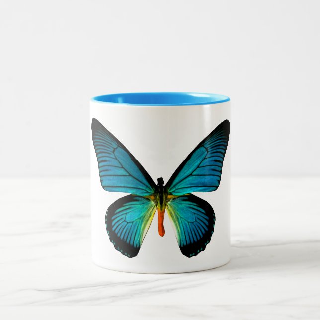 Taza Bicolor Mugre de mariposa azul (Centro)