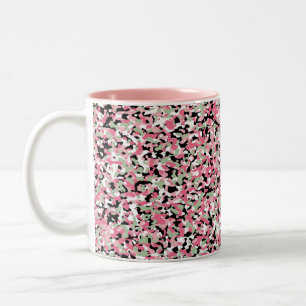 Taza Bicolor Mugre de patrón micro-camo rosa y verde
