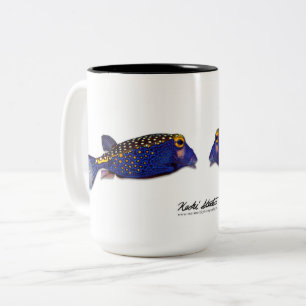 Taza Bicolor Mugre de pez globo visto, Ostracion meleagris