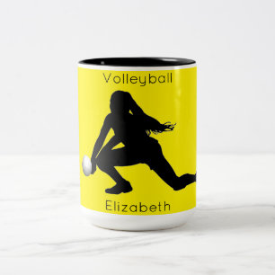 Taza Bicolor Mugre de voleibol con su nombre