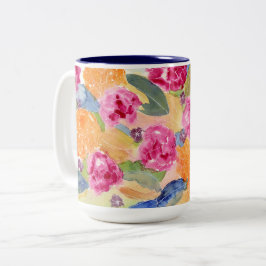 Taza Bicolor Mugre floral acuarela