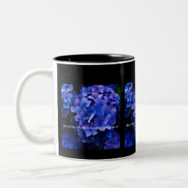 Taza Bicolor Mugre negra con hortensias púrpuras