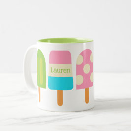 Taza Bicolor Mugre personalizada de polka Dot Popsicles