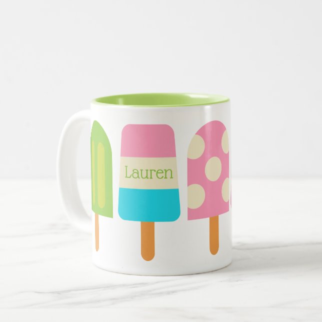 Taza Bicolor Mugre personalizada de polka Dot Popsicles (Anverso izquierdo)