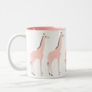 Taza Bicolor Mugre rosa de jirafas