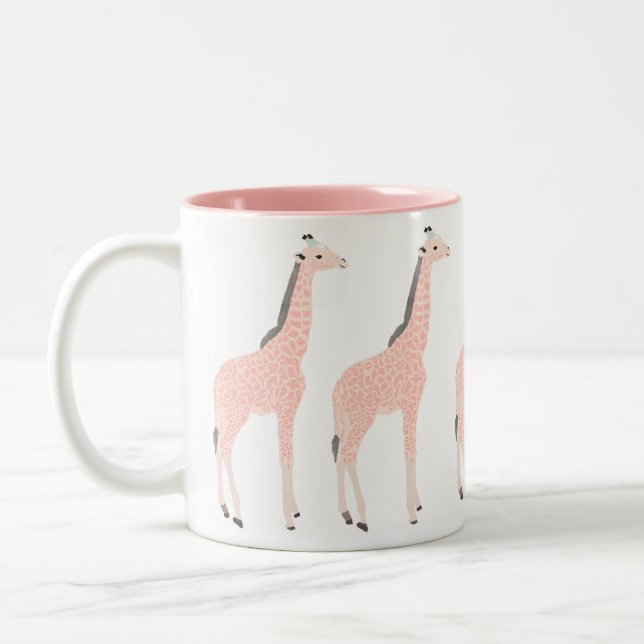 Taza Bicolor Mugre rosa de jirafas (Izquierda)