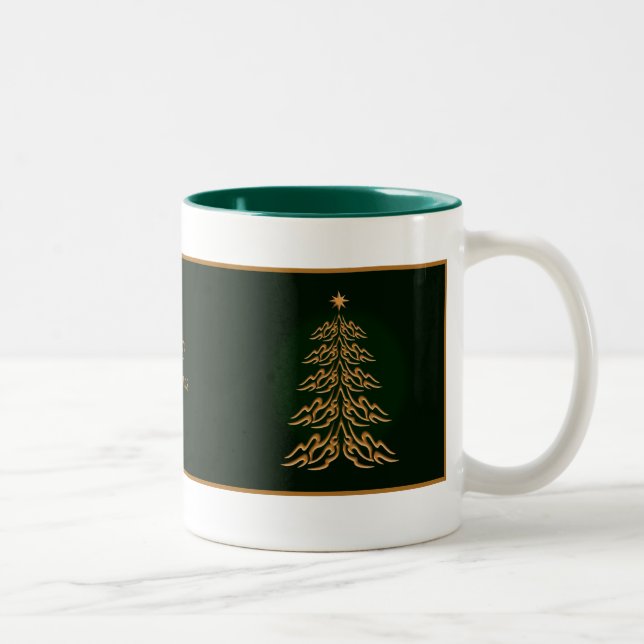 Taza Bicolor Mugre verde de árbol de Navidad (Derecha)