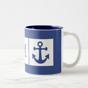 Taza Bicolor Mugs en monograma del personalizado de anclaje nau