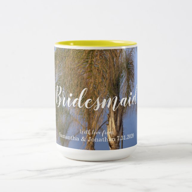 Taza Bicolor Mugs personalizados de palmeras de novias (Centro)