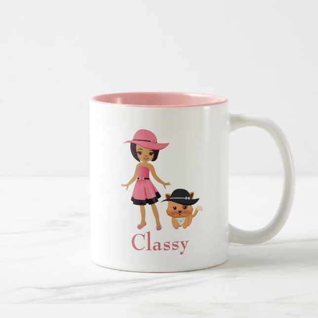 Taza Bicolor Mujer afroamericana con gato (Derecha)