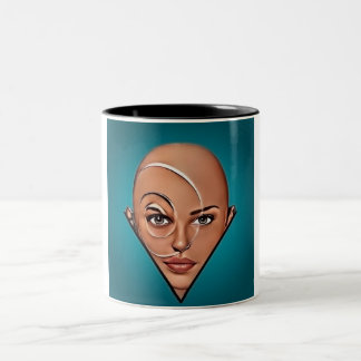 Taza Bicolor Mujer calva. Arte moderno