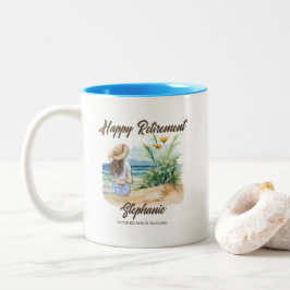 Taza Bicolor Mujer elegante tema de playa de retiro femenino