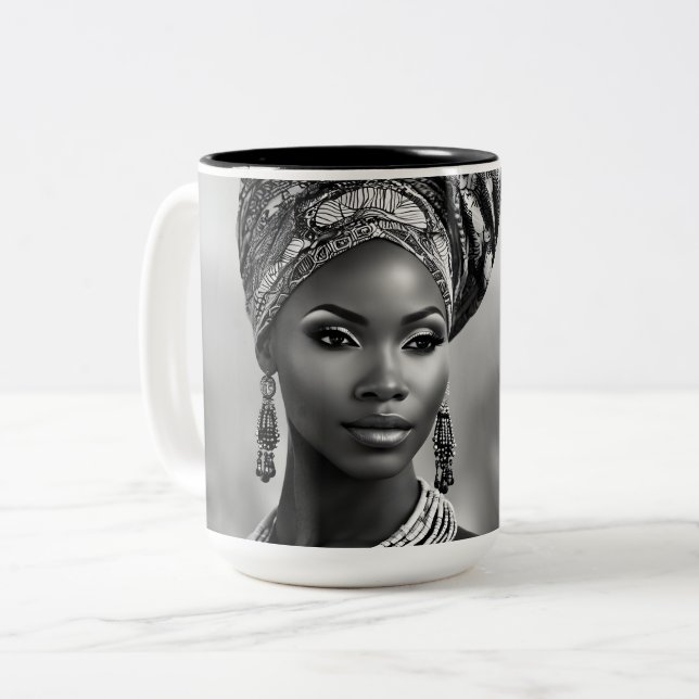 Taza Bicolor Mujer hermosa africana (Anverso izquierdo)
