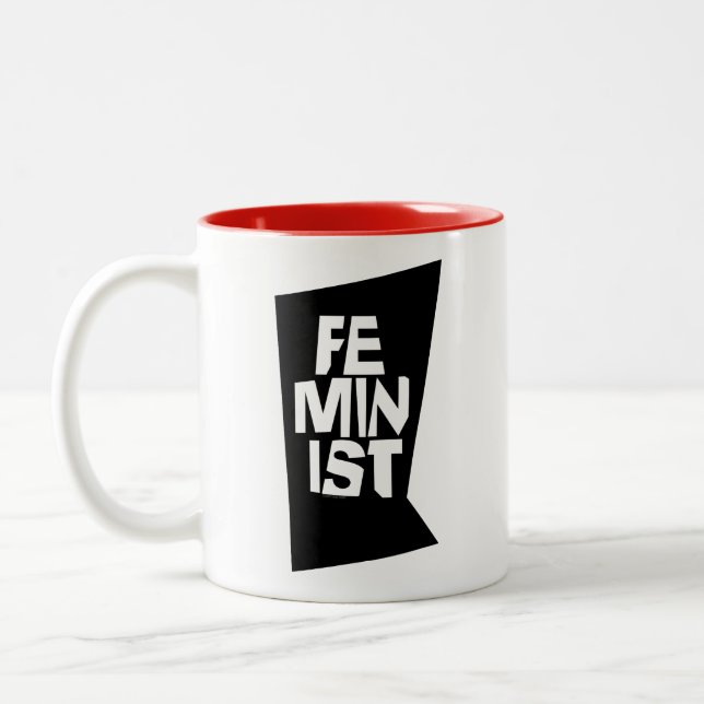 Taza Bicolor Mujer igual imitación del chica femenino feminista (Izquierda)