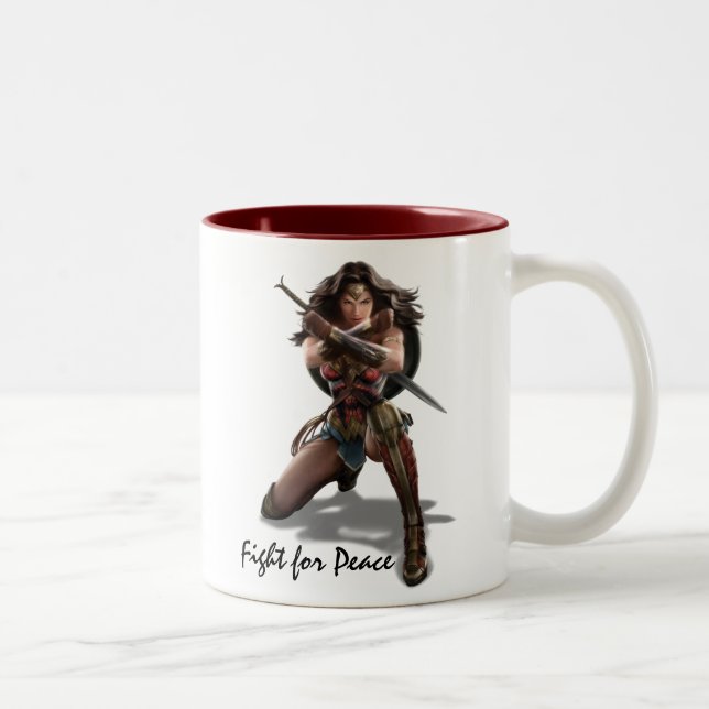 Taza Bicolor Mujer Maravilla Bloqueando Con Pulseras (Derecha)