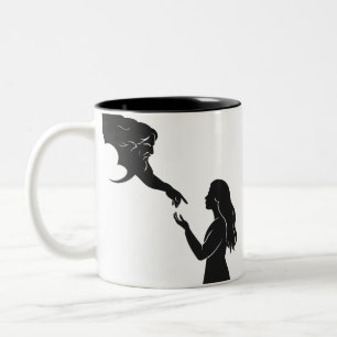 Taza Bicolor Mujer minimalista conectada a la silueta de Dios