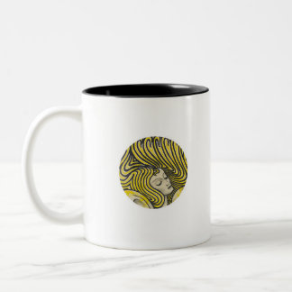 Taza Bicolor Mujer psicodélica en arte lineal vintage en colore