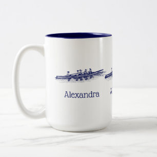 Taza Bicolor Mujeres Azules Remando Remeros Equipo de Remo Depo