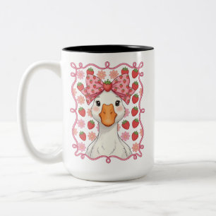Taza Bicolor Mujeres Ganso de Fresa Verano Lazo